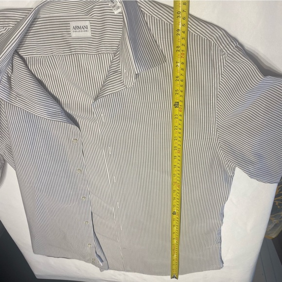 Armani Collezioni Men’s Dress Shirt 16.5 L Grey White Stripe - Picture 3 of 10